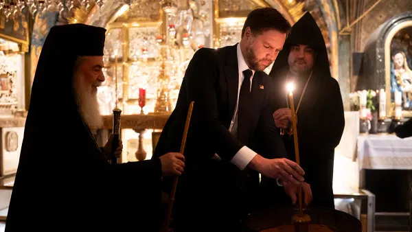 Vice President Vance Kneels Where Christ Was Crucified